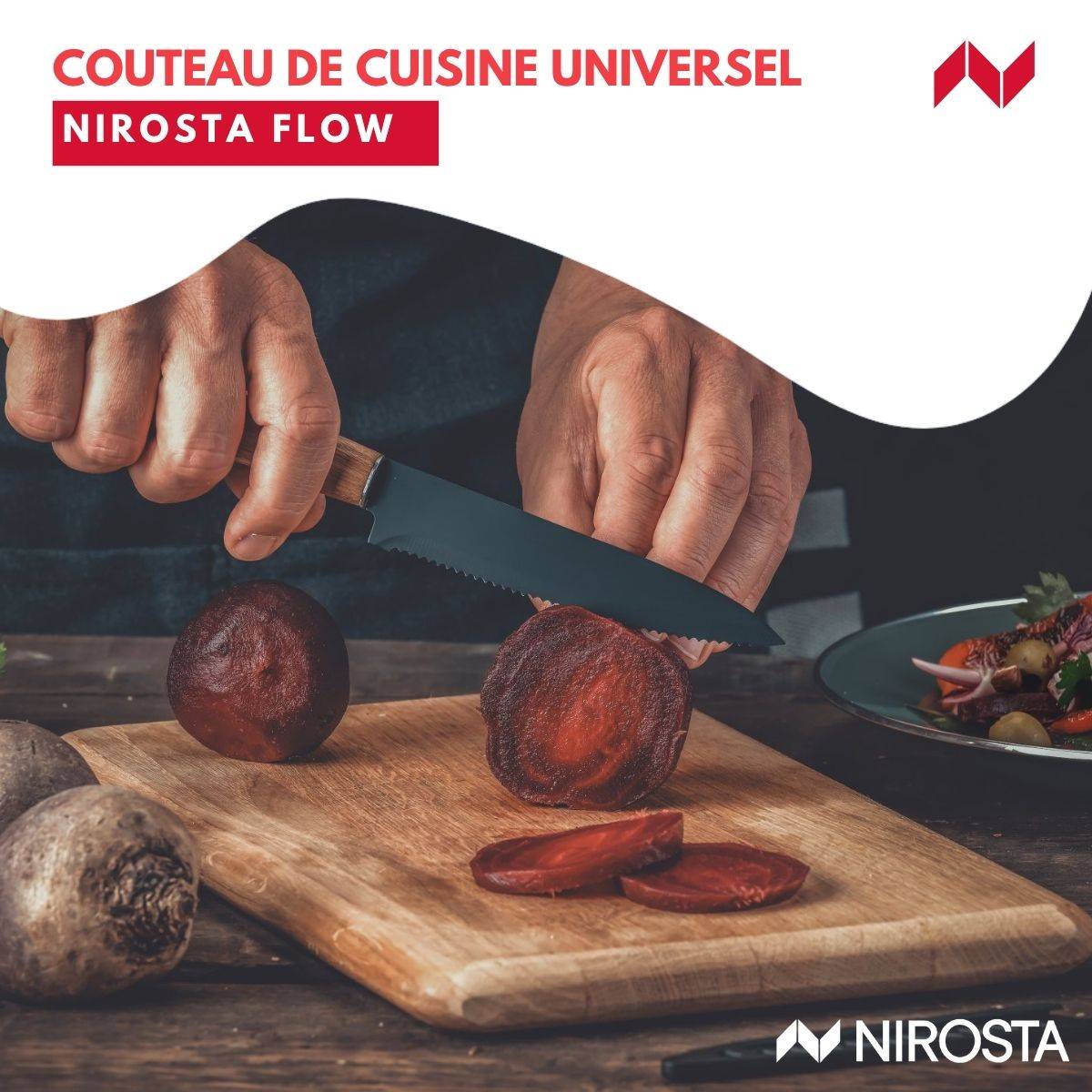 Couteau de cuisine lame crantée 24 cm Nirosta Flow - Image 2