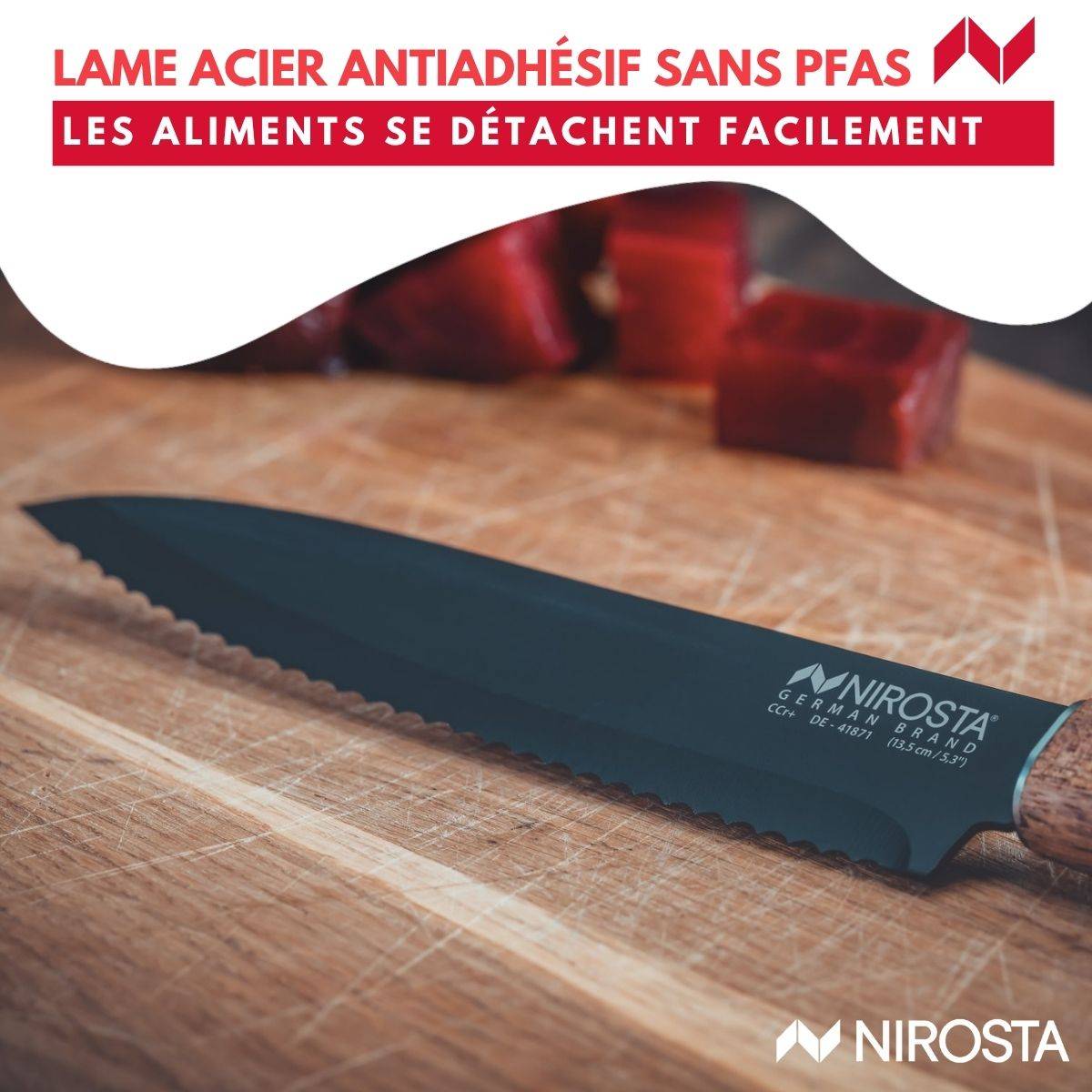 Couteau de cuisine lame crantée 24 cm Nirosta Flow - Image 5