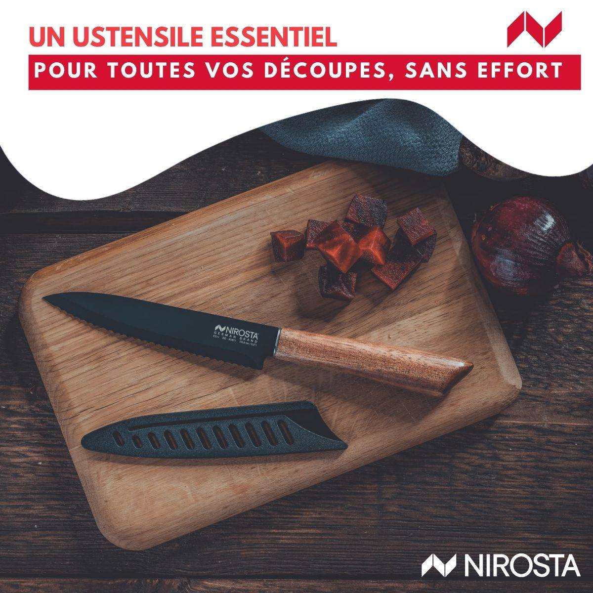 Couteau de cuisine lame crantée 24 cm Nirosta Flow - Image 4
