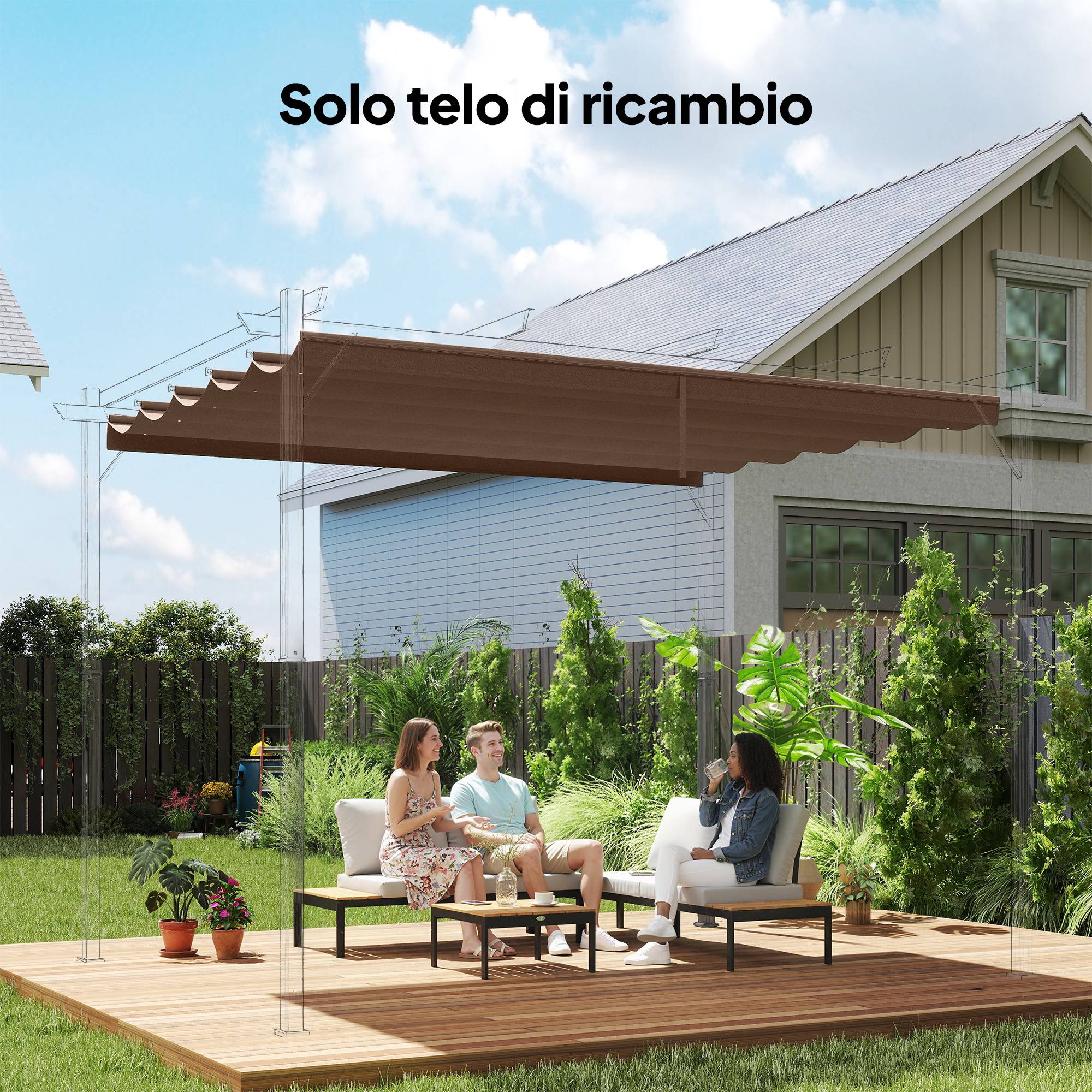 Toile de pergola respirante en polyester 4x3m pour café, avec 10 trous de drainage - Image 3