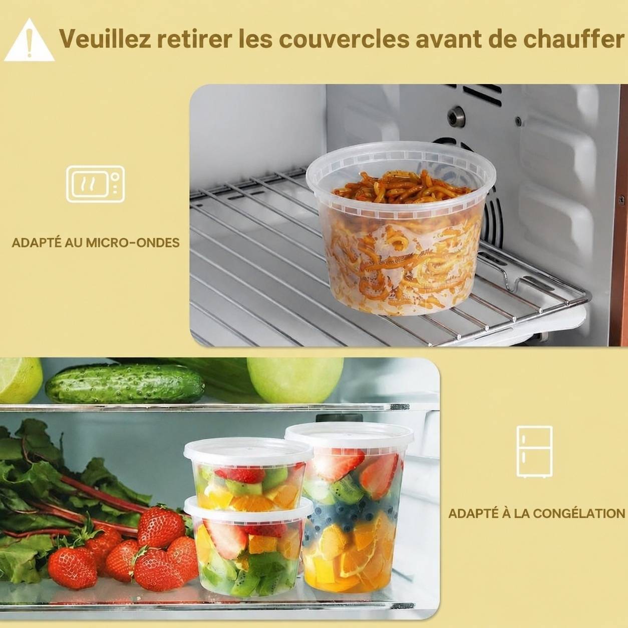 Lot de 50 Contenants Alimentaires Plastique avec Couvercles - Image 5