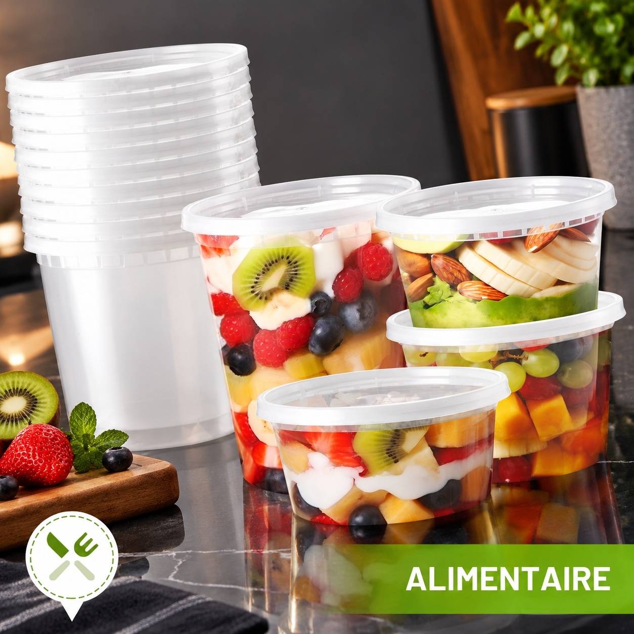 Lot de 50 Contenants Alimentaires Plastique avec Couvercles - Image 6