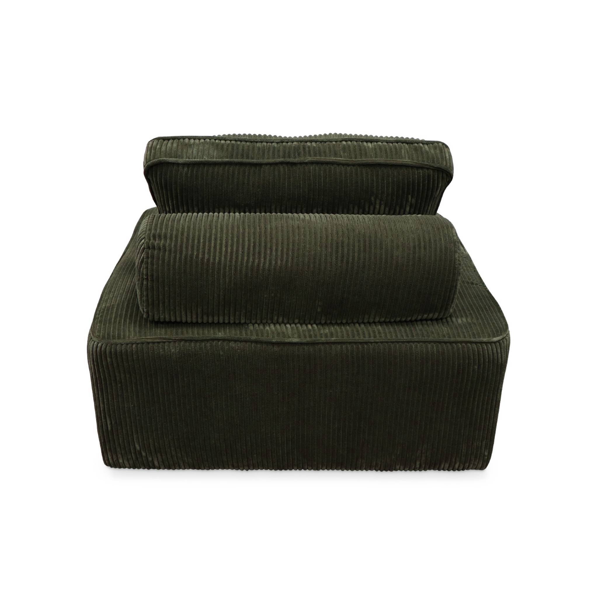 sweeek - Lot de 2 chauffeuses pour canapé modulable velours côtelé vert foncé avec un coussin | sweeek - Image 7