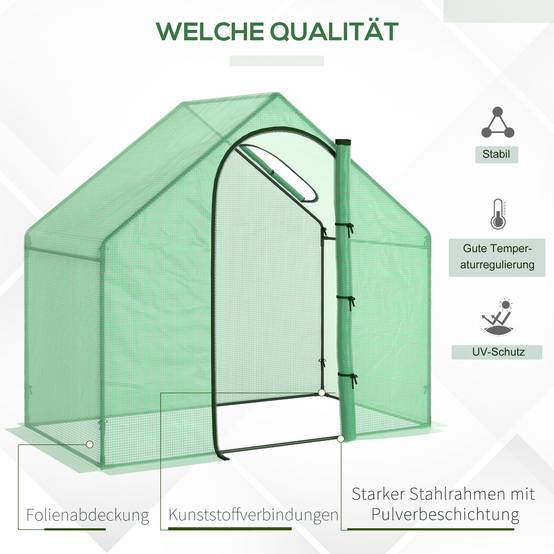 Serre de jardin haute acier et plastique culture tomates aération optimale 1,8x1x1,6m vert - ComfortXL Outdoor Living - Image 7