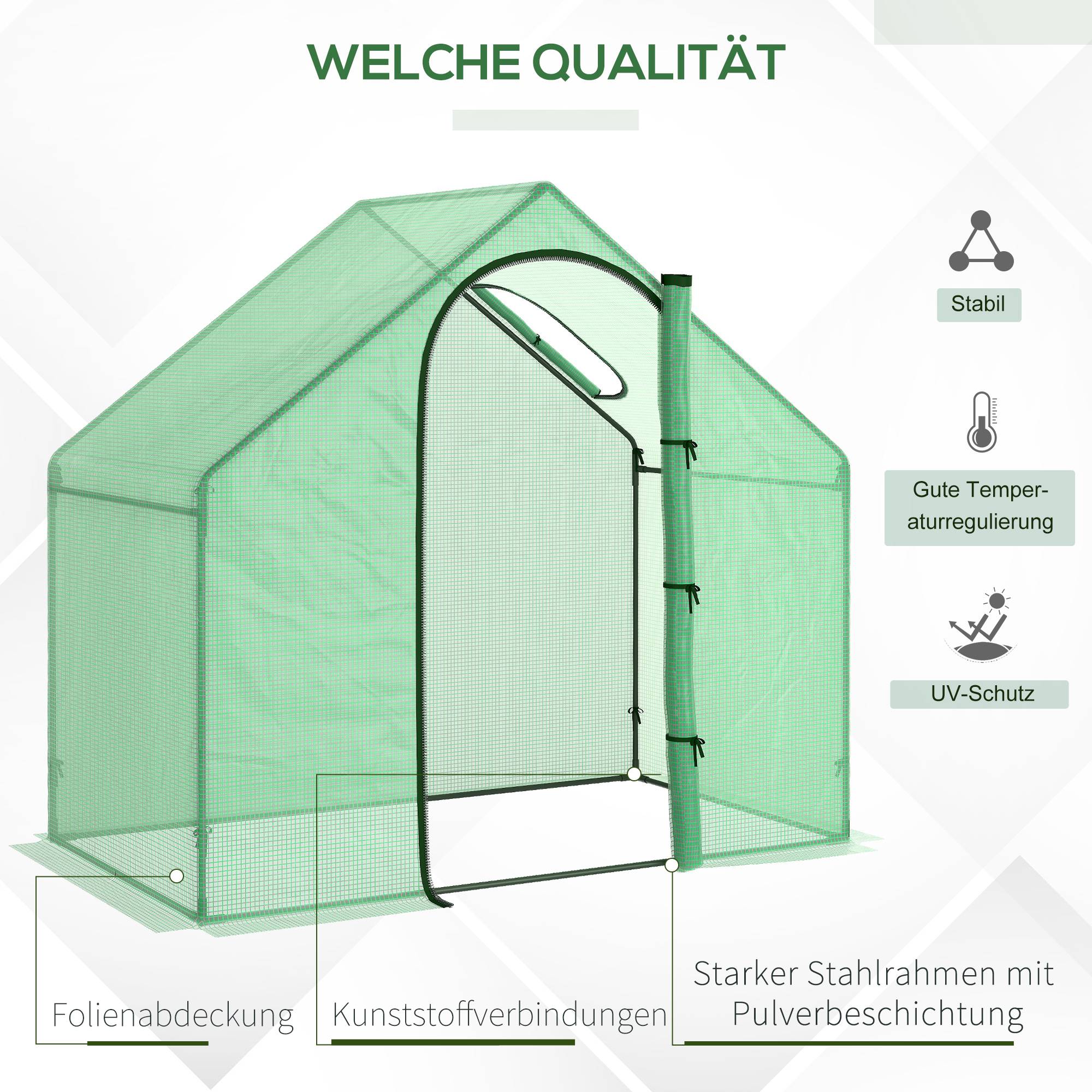 Serre de jardin haute acier et plastique culture tomates aération optimale 1,8x1x1,6m vert - ComfortXL Outdoor Living - Image 7