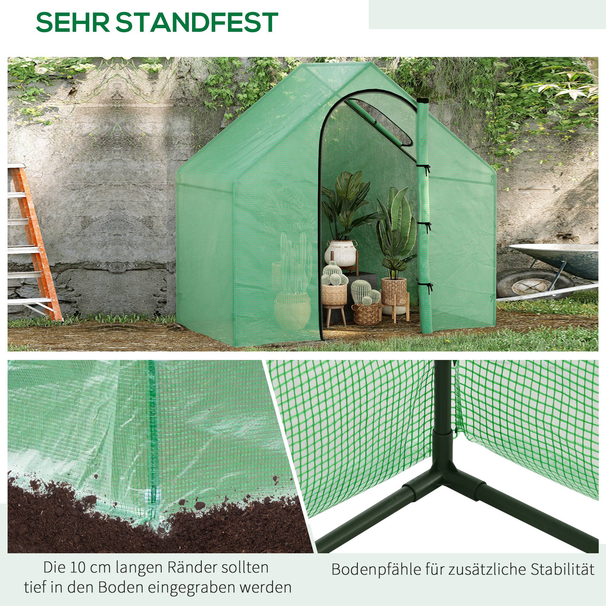 Serre de jardin haute acier et plastique culture tomates aération optimale 1,8x1x1,6m vert - ComfortXL Outdoor Living - Image 8