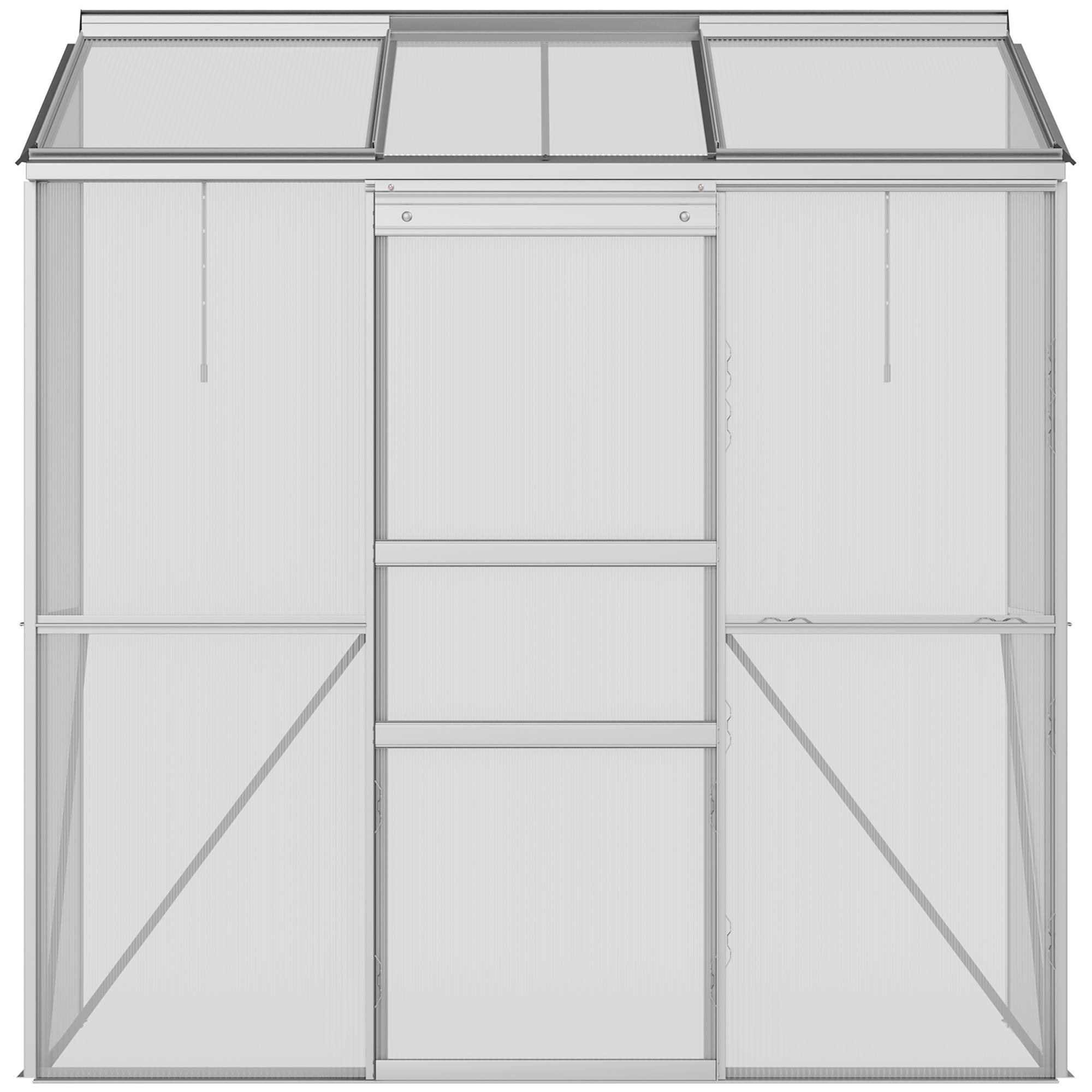Sans Marque - Serre adossée, porte coulissante, vasistas, polycarbonate+alu, argent, 192 x 68 x 196 cm - Image 10