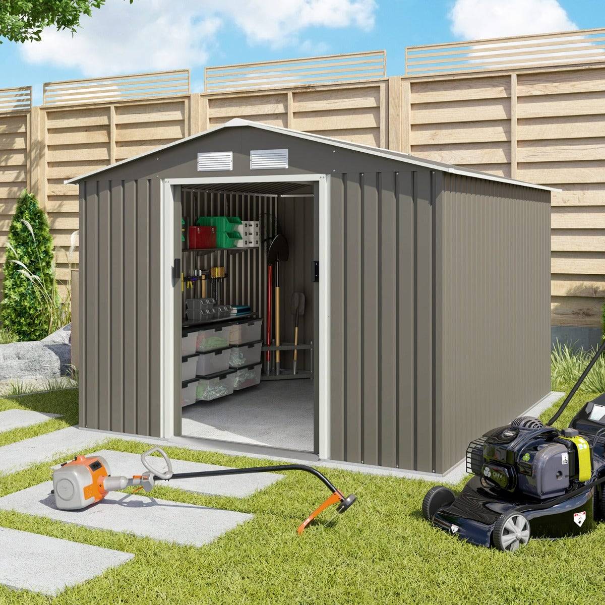 Abri de jardin métal 7,30 m2 + kit d'ancrage - Image 1