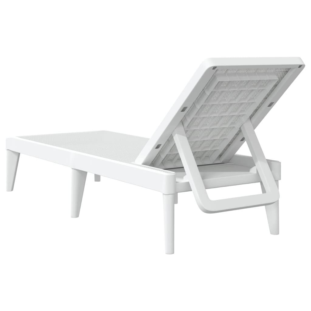 Maison Chic - Bain de soleil - Transat - Chaise longue blanc 186x60x29 cm PP - MEUBLE PRO-JU6255 - Image 6