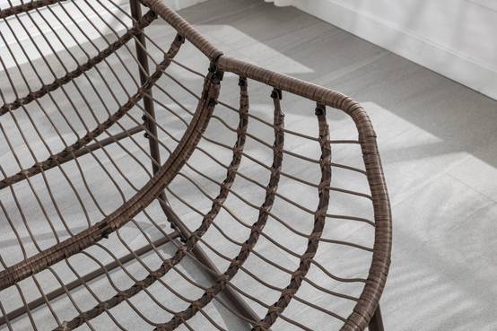 Fauteuil à bascule Oeuf en rotin tressé pour jardin terrasse avec coussin épais surdimensionné Gris - ComfortXL Outdoor Living - Image 5
