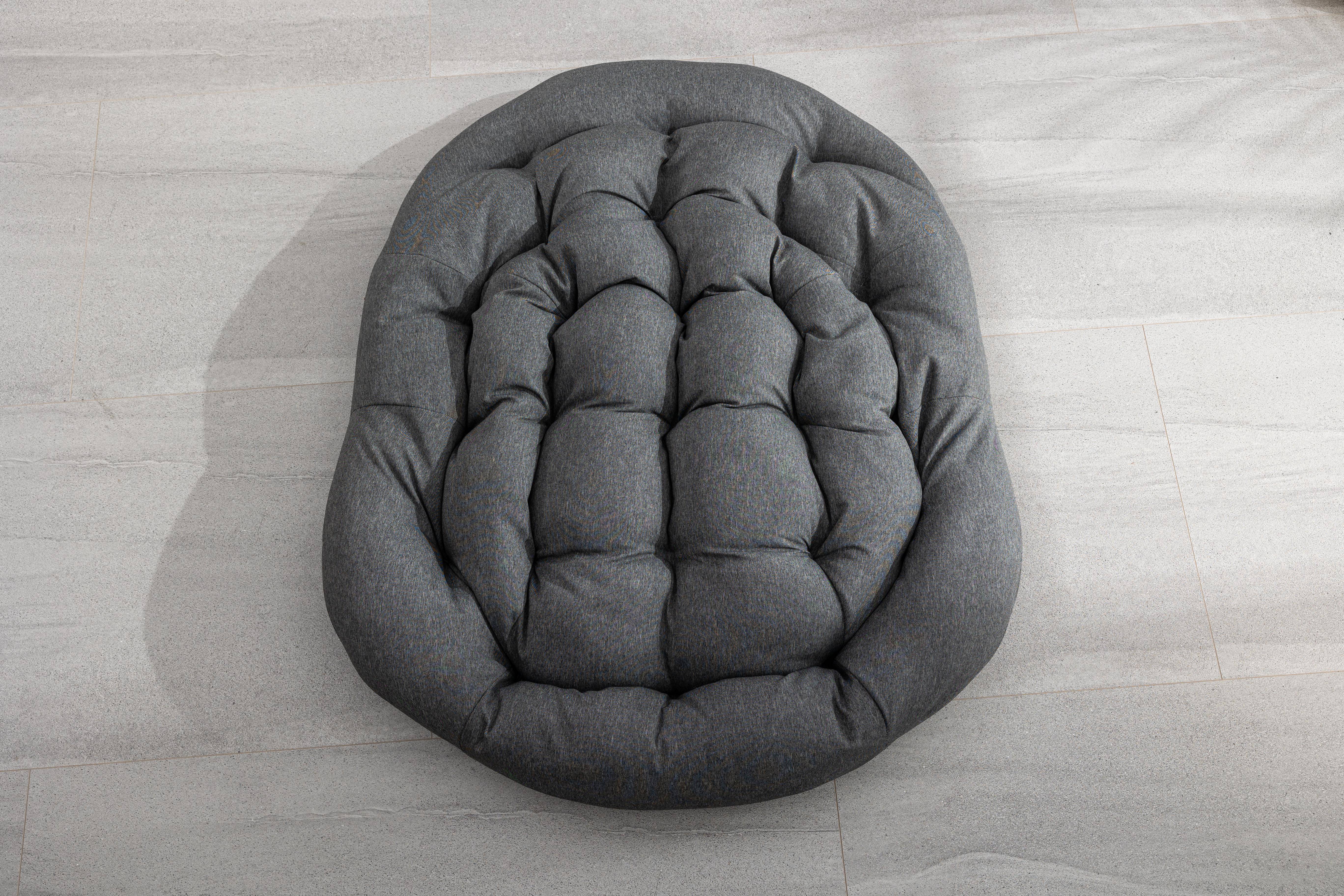 Fauteuil à bascule Oeuf en rotin tressé pour jardin terrasse avec coussin épais surdimensionné Gris - ComfortXL Outdoor Living - Image 9