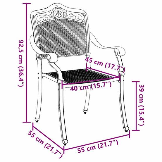 Chaise de jardin aluminium bronze 55 x 55 x 92,5 cm - PANGIVO - Image 8