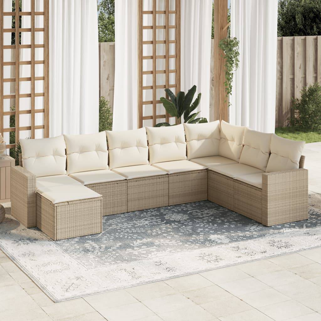 Salon de jardin bas modulable 8 places résine tressée pour détente en extérieur Beige – ComfortXL Outdoor Living - Image 1