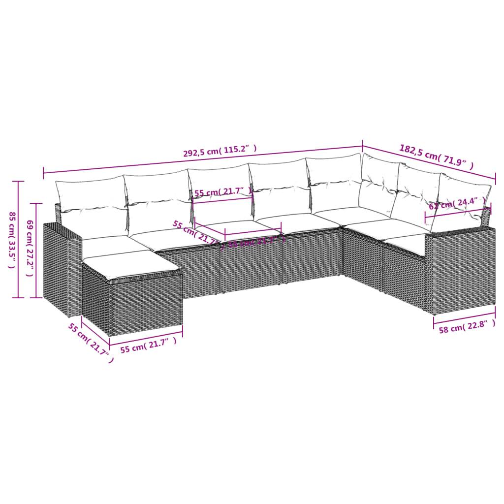 Salon de jardin bas modulable 8 places résine tressée pour détente en extérieur Beige – ComfortXL Outdoor Living - Image 3