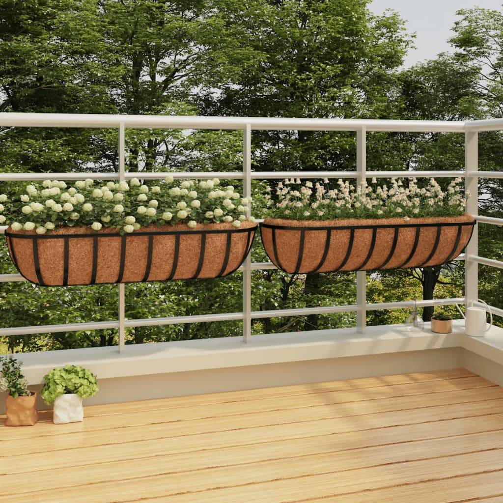 Jardinières murales acier et coco noir 91 x 20 x 23 cm - PANGIVO - Image 1