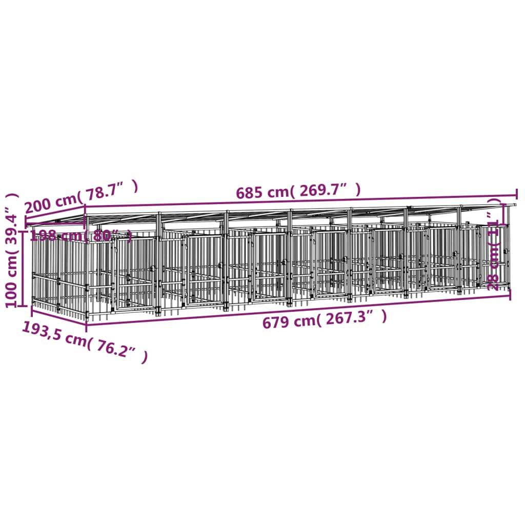 Vidaxl - Chenil d'extérieur avec toit pour chiens Acier 13,14 m² vidaXL 3124594 - Image 3