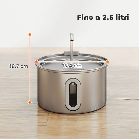 Sans Marque - Fontaine à eau pour chat 2,5 L avec lumière LED et 2 modes de jet, acier inoxydable, 19,4 x 19,4 x 18,7 cm, argent - Image 5