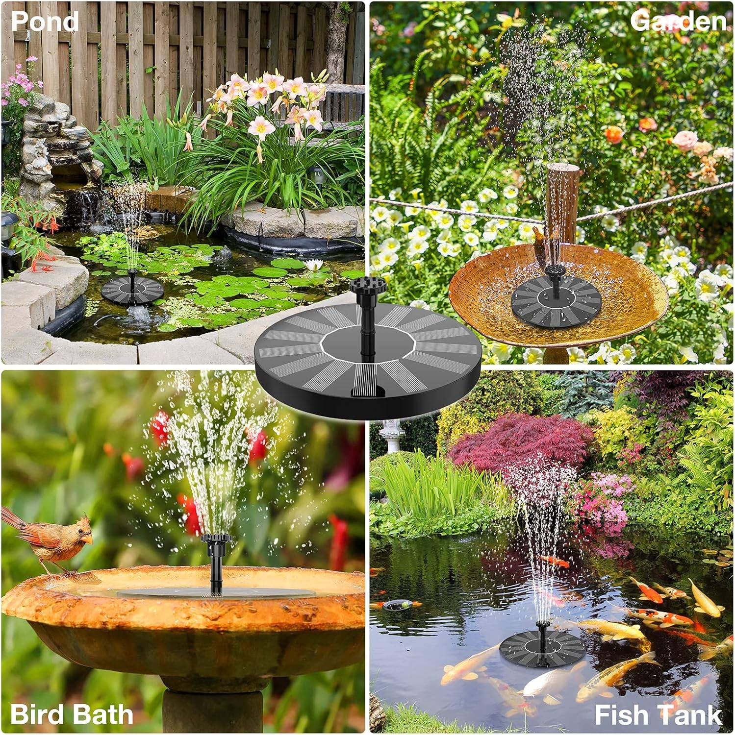 IntiMeg - Fontaine solaire d'extérieur ronde avec 6 Buses Diamètre 16cm - IntiMeg - Image 4