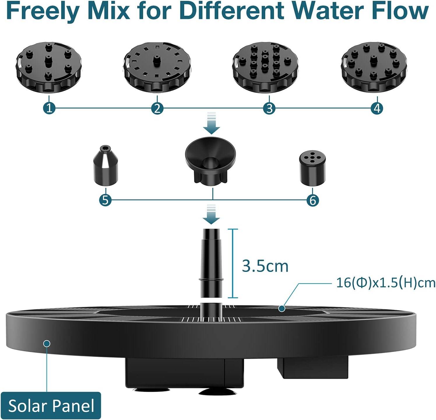 IntiMeg - Fontaine solaire d'extérieur ronde avec 6 Buses Diamètre 16cm - IntiMeg - Image 6