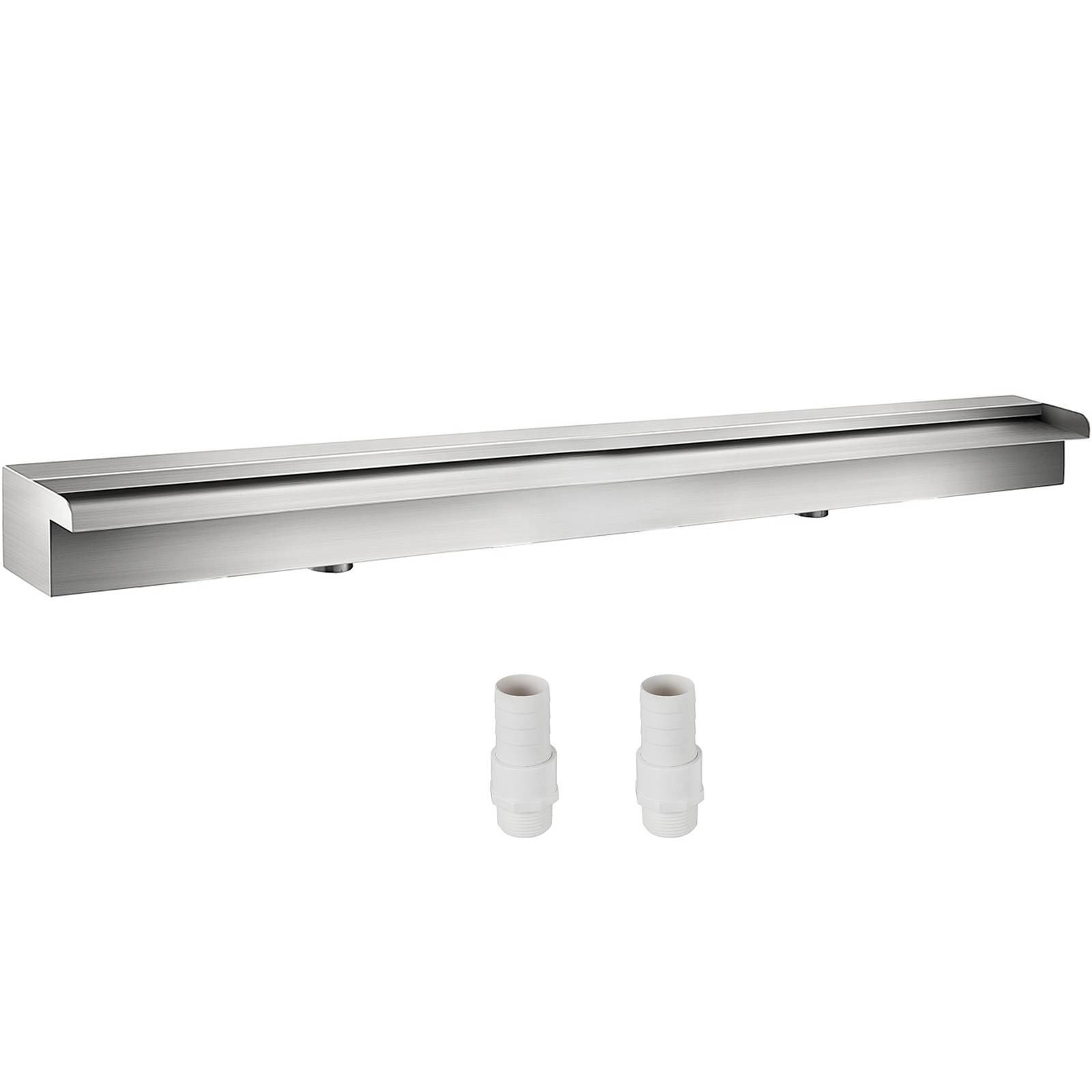 Fontaine piscine étang acier inox 304, 150x11.5x8cm. 2 conduits d'eau. Cascade bassin extérieur. Décoration. - Image 1