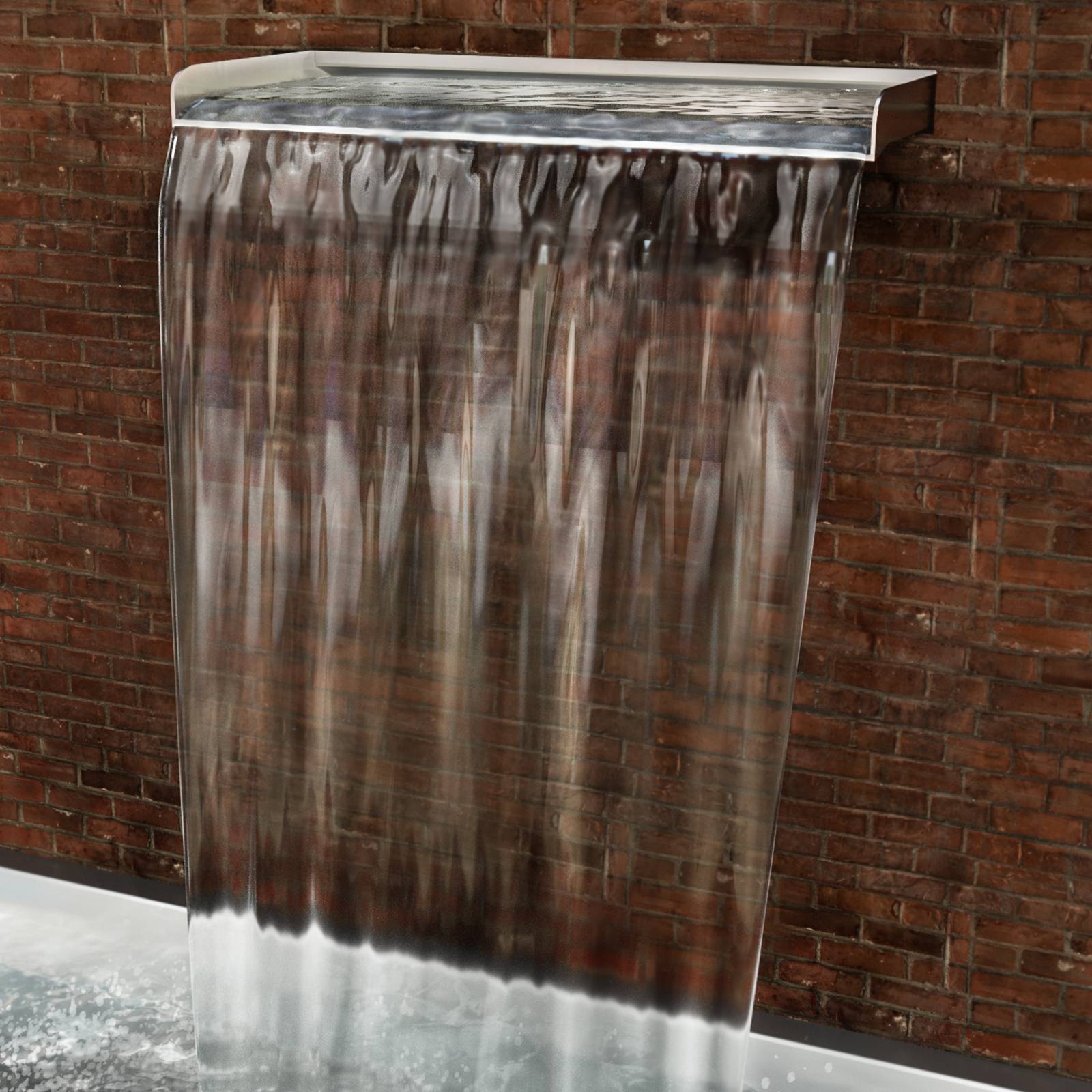 Fontaine piscine étang acier inox 304, 150x11.5x8cm. 2 conduits d'eau. Cascade bassin extérieur. Décoration. - Image 8