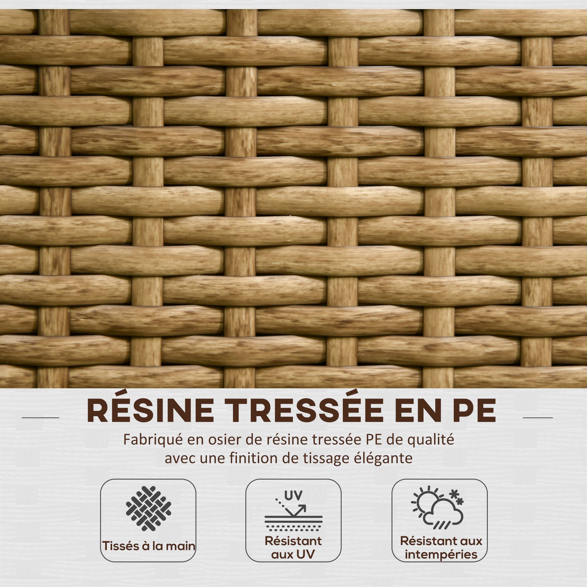 Support pour plantes avec treillis bac rectangulaire inférieur en résine tressée et acier dim. 103L x 29l x 103H cm - Image 8