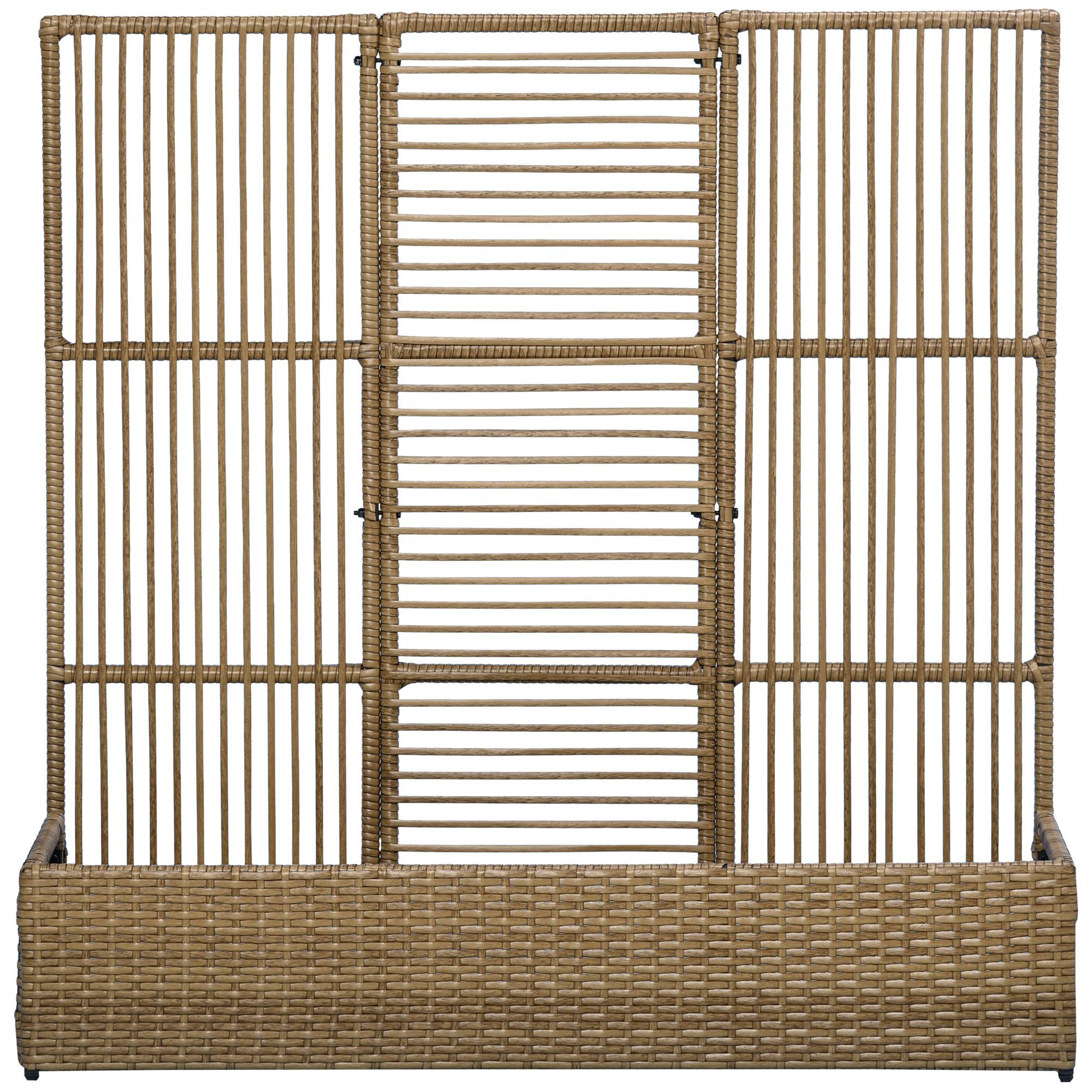 Support pour plantes avec treillis bac rectangulaire inférieur en résine tressée et acier dim. 103L x 29l x 103H cm - Image 2