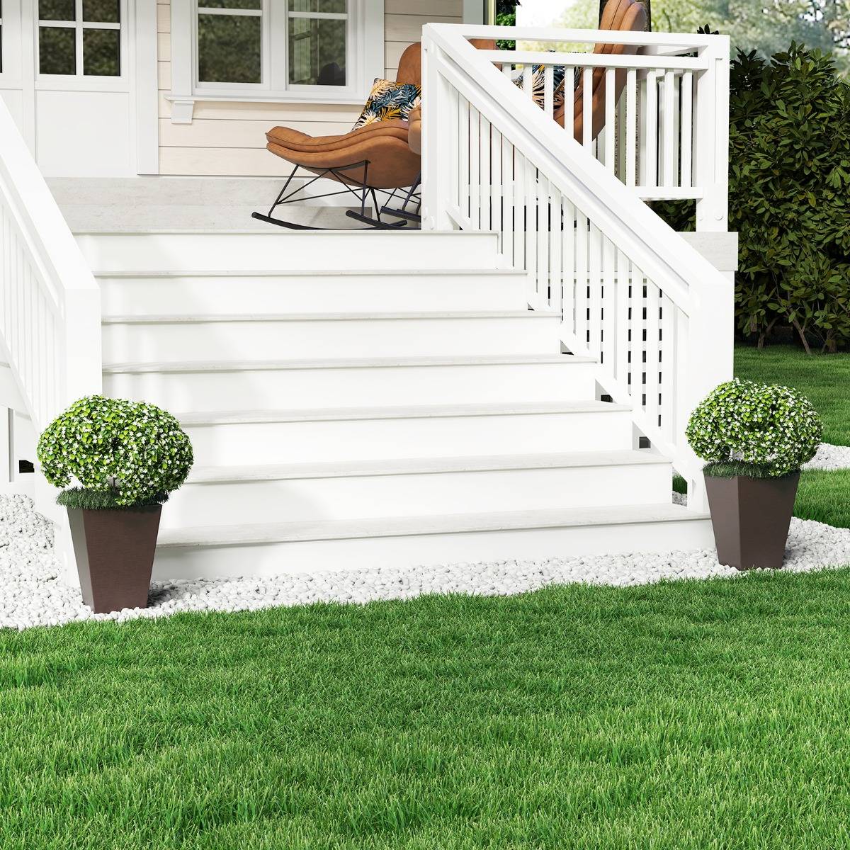 Lot de 2 Jardinières Carrées en Cône 35CM avec Système d'Auto-Arrosage Pots de Fleurs Marron - Image 4