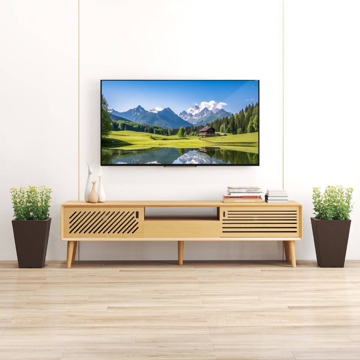 Lot de 2 Jardinières Carrées en Cône 35CM avec Système d'Auto-Arrosage Pots de Fleurs Marron - Image 3