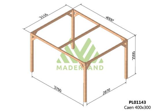 Très Résistant Pergola bois CAEN • 400x300 cm • très résistant • lamellé-collé - Gamm vert