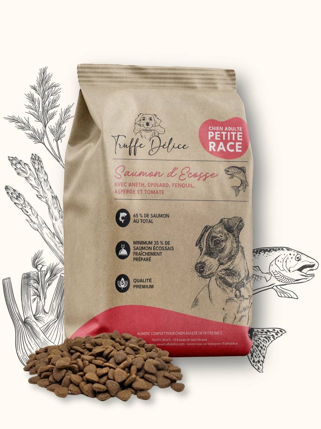 Autre - Croquettes petit chien adulte - Saumon d’Écosse Truffe Délice