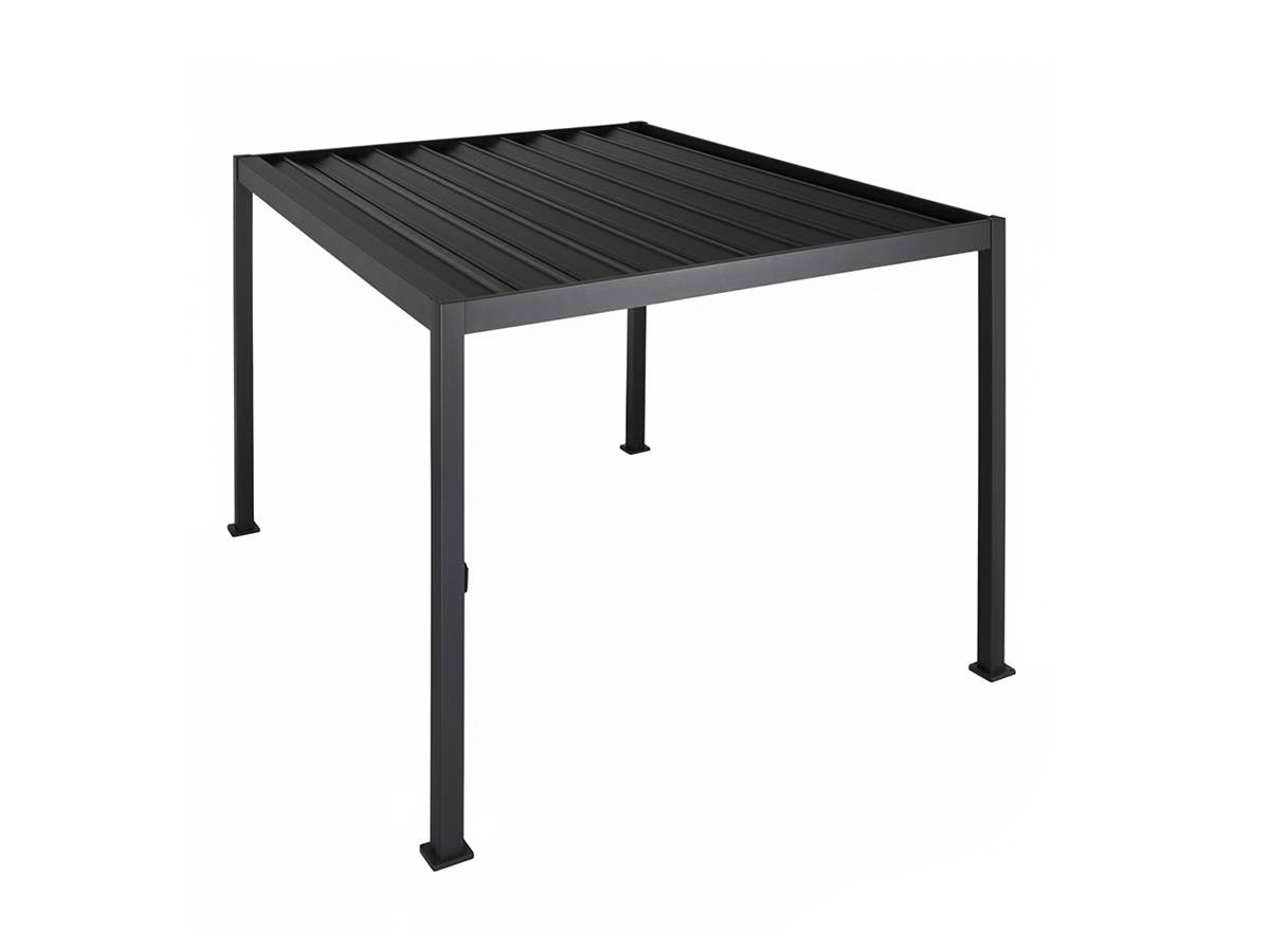 Hesperide - Kit pergola bioclimatique toit rétractable Evora Graphite 4 x 3 m Hespéride + Store 4 m - Image 3