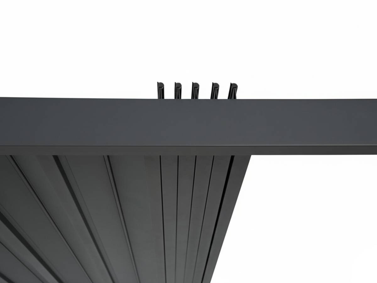 Hesperide - Kit pergola bioclimatique toit rétractable Evora Graphite 4 x 3 m Hespéride + Store 4 m - Image 4