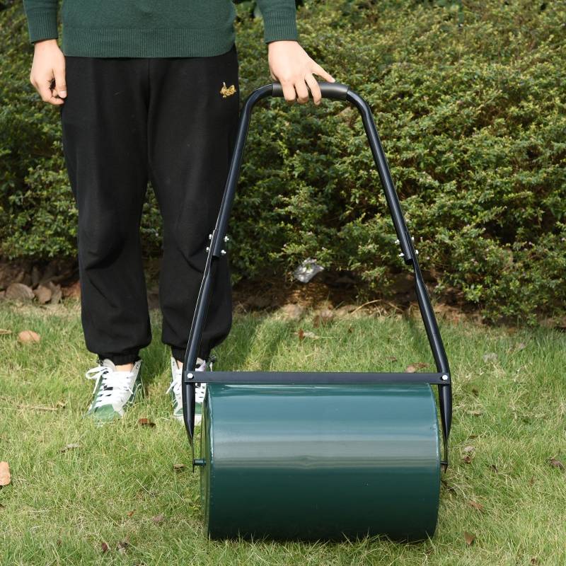 Rouleau à gazon acier pour jardin et pelouse aplanir et tasser 41cm 30L Vert - ComfortXL Outdoor Living - Image 2