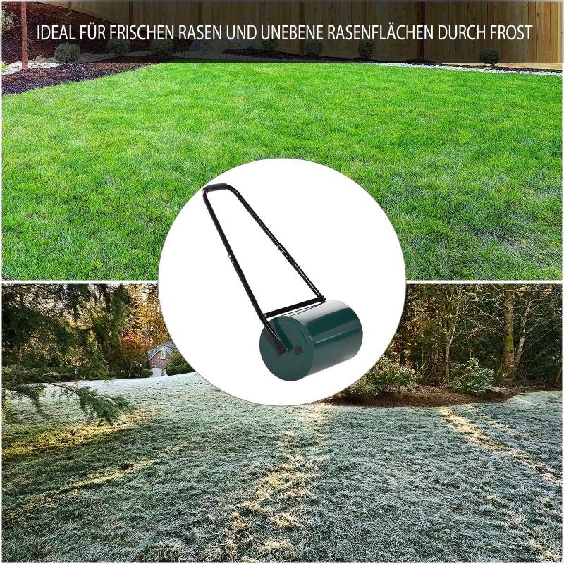 Rouleau à gazon acier pour jardin et pelouse aplanir et tasser 41cm 30L Vert - ComfortXL Outdoor Living - Image 4
