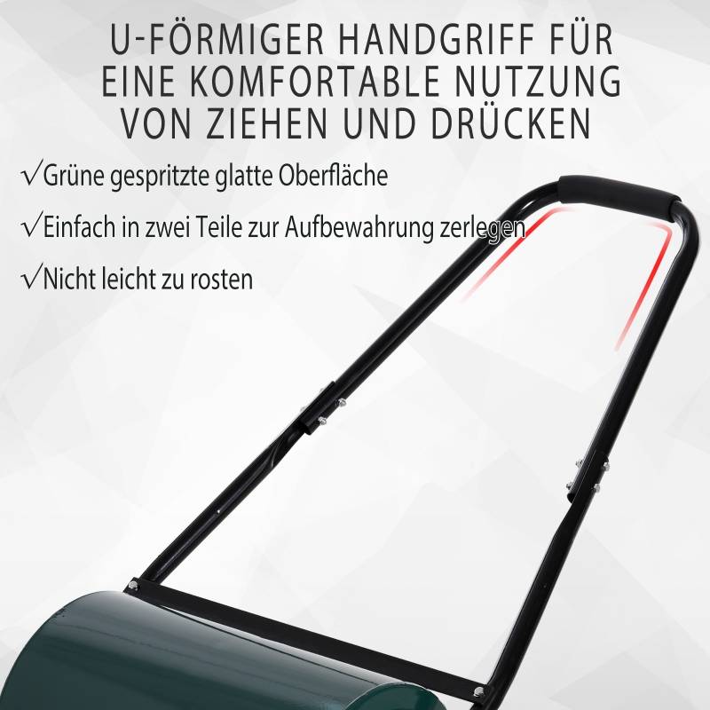 Rouleau à gazon acier pour jardin et pelouse aplanir et tasser 41cm 30L Vert - ComfortXL Outdoor Living - Image 6