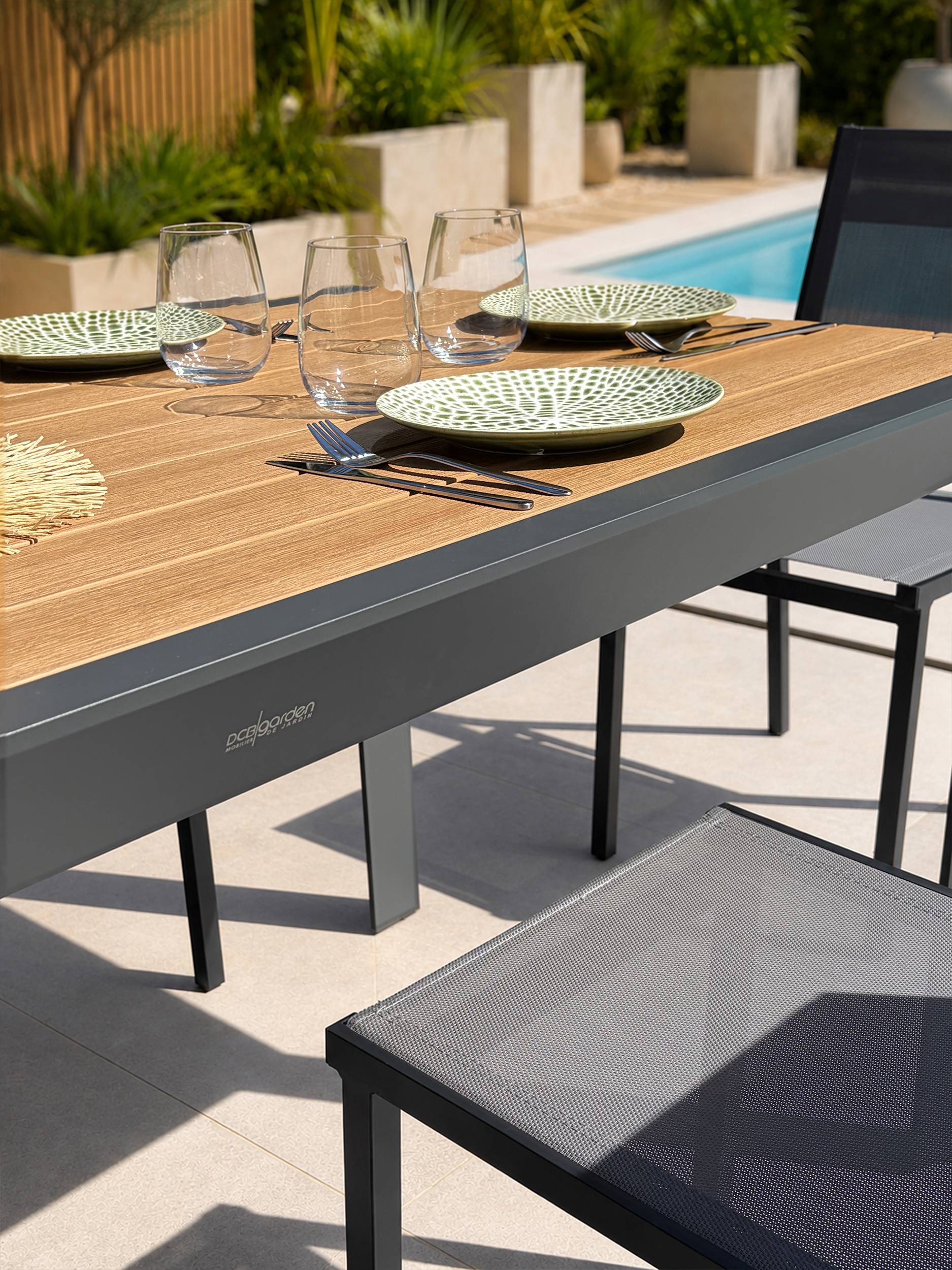 Dcb Garden - Ensemble repas de jardin 6 places en alu - Gris anthracite - TONGA - Image 3