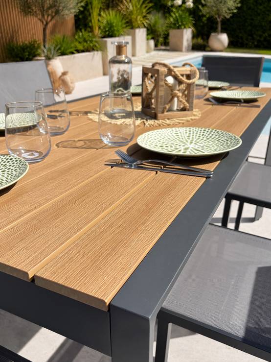 Dcb Garden - Ensemble repas de jardin 6 places en alu - Gris anthracite - TONGA - Image 4