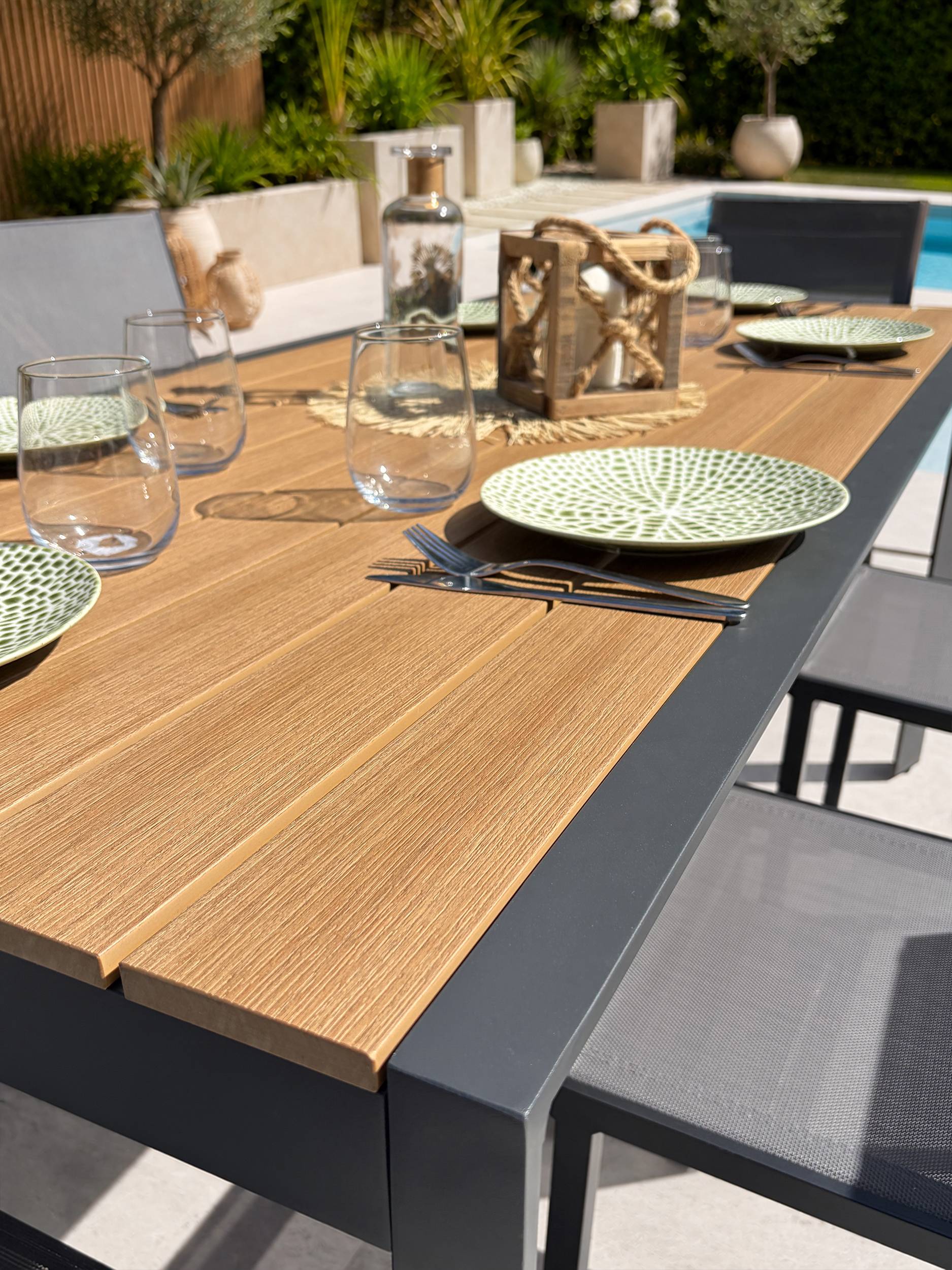 Dcb Garden - Ensemble repas de jardin 6 places en alu - Gris anthracite - TONGA - Image 4