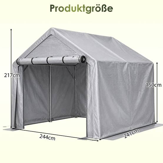 Abri de rangement 244×241×217cm, garage à vélos, tente de garage, abri de jardin, tente de stockage pour outils, gris foncé - Image 2