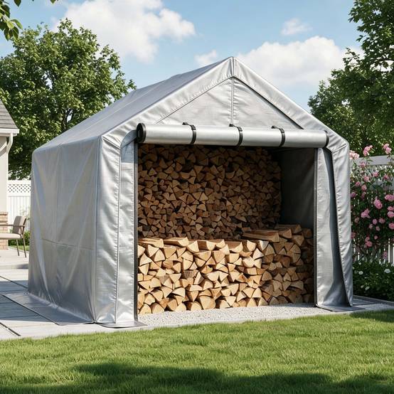 Abri de rangement 244×241×217cm, garage à vélos, tente de garage, abri de jardin, tente de stockage pour outils, gris foncé - Image 10