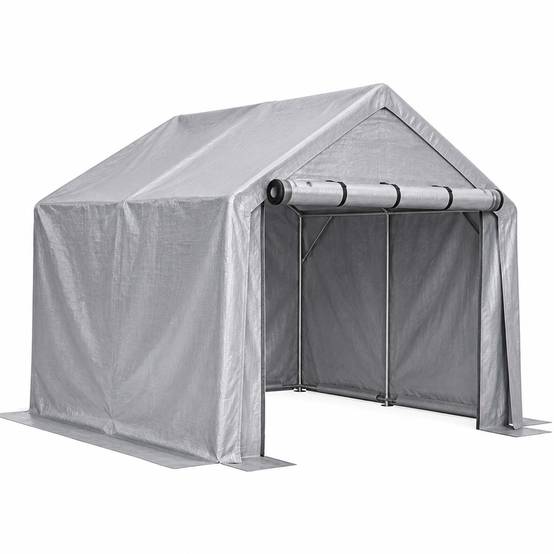 Abri de rangement 244×241×217cm, garage à vélos, tente de garage, abri de jardin, tente de stockage pour outils, gris foncé - Image 8
