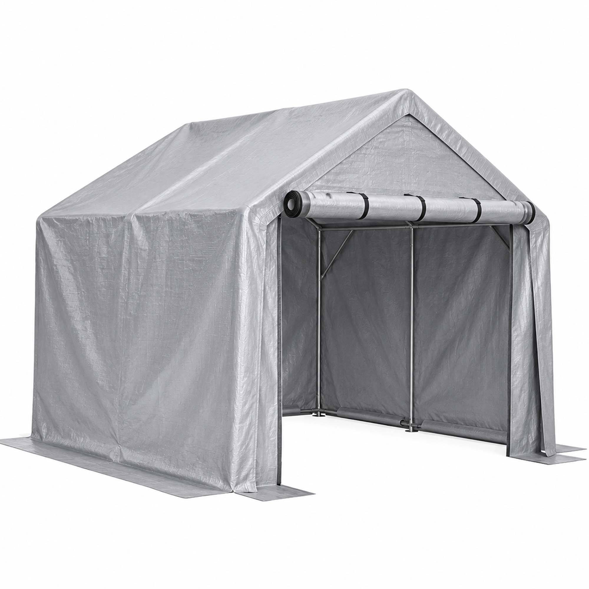 Abri de rangement 244×241×217cm, garage à vélos, tente de garage, abri de jardin, tente de stockage pour outils, gris foncé - Image 8