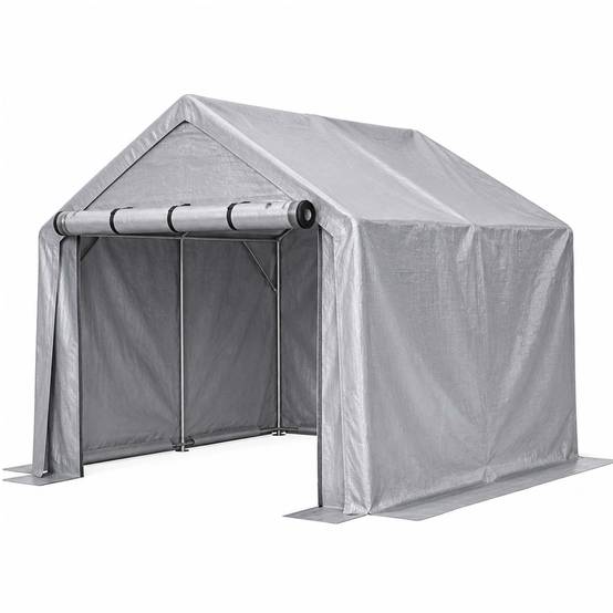 Abri de rangement 244×241×217cm, garage à vélos, tente de garage, abri de jardin, tente de stockage pour outils, gris foncé - Image 7