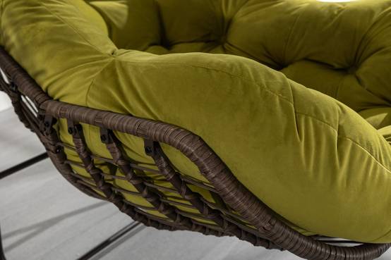 Fauteuil à Bascule en Résine Tressée Cocon Ergonomique pour Terrasse et Salon Vert Olive - ComfortXL Outdoor Living - Image 7