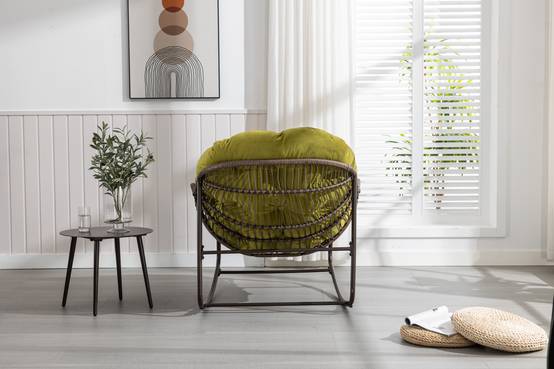 Fauteuil à Bascule en Résine Tressée Cocon Ergonomique pour Terrasse et Salon Vert Olive - ComfortXL Outdoor Living - Image 4