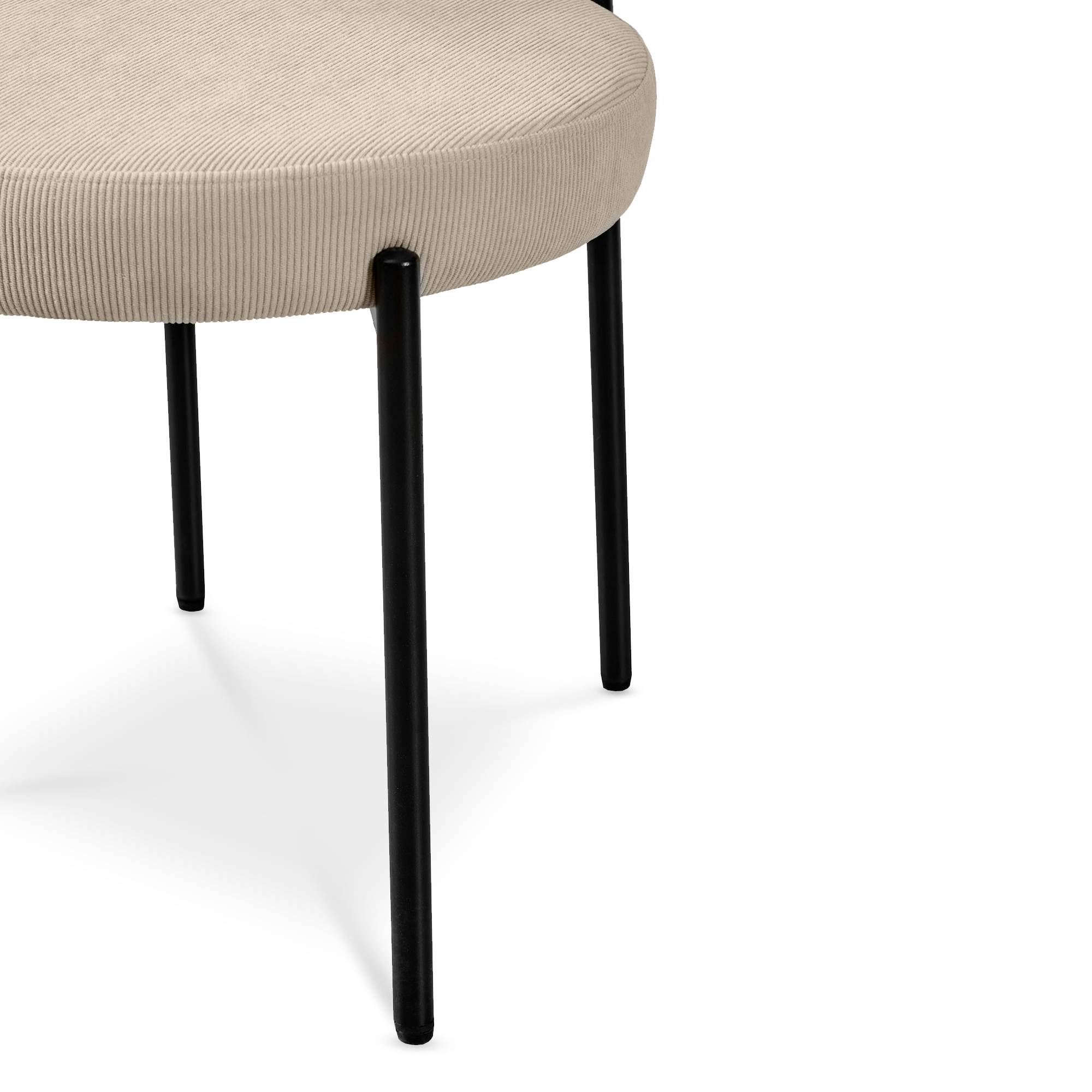 Sicaan Lot de 6 chaises rembourrées velours côtelé beige et pieds métal noir IRIS - Image 8