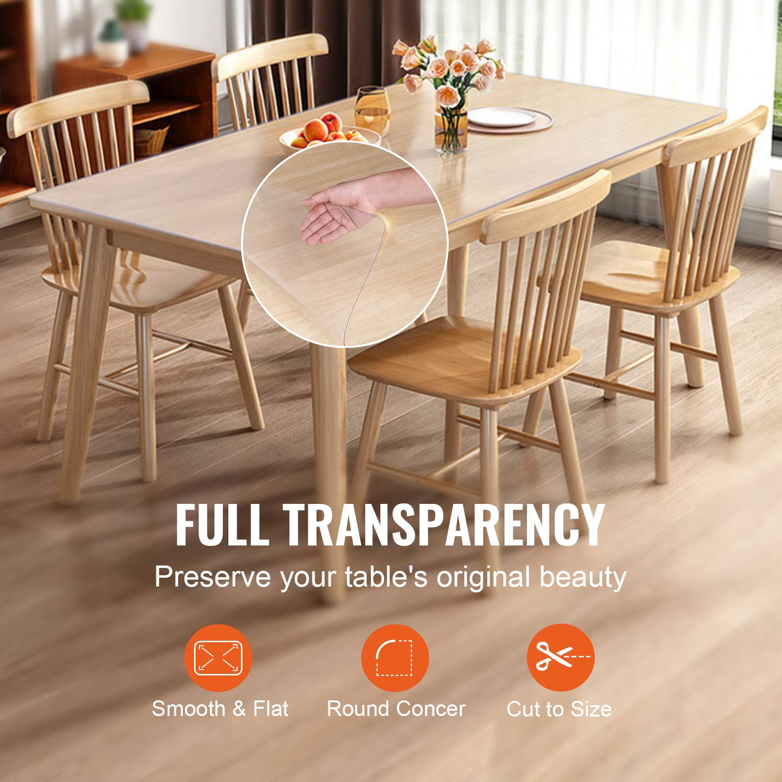 Vevor - VEVOR Nappe Rectangle Transparente Protection de Table en PVC 92,5x45,7x1,5 mm - Image 5