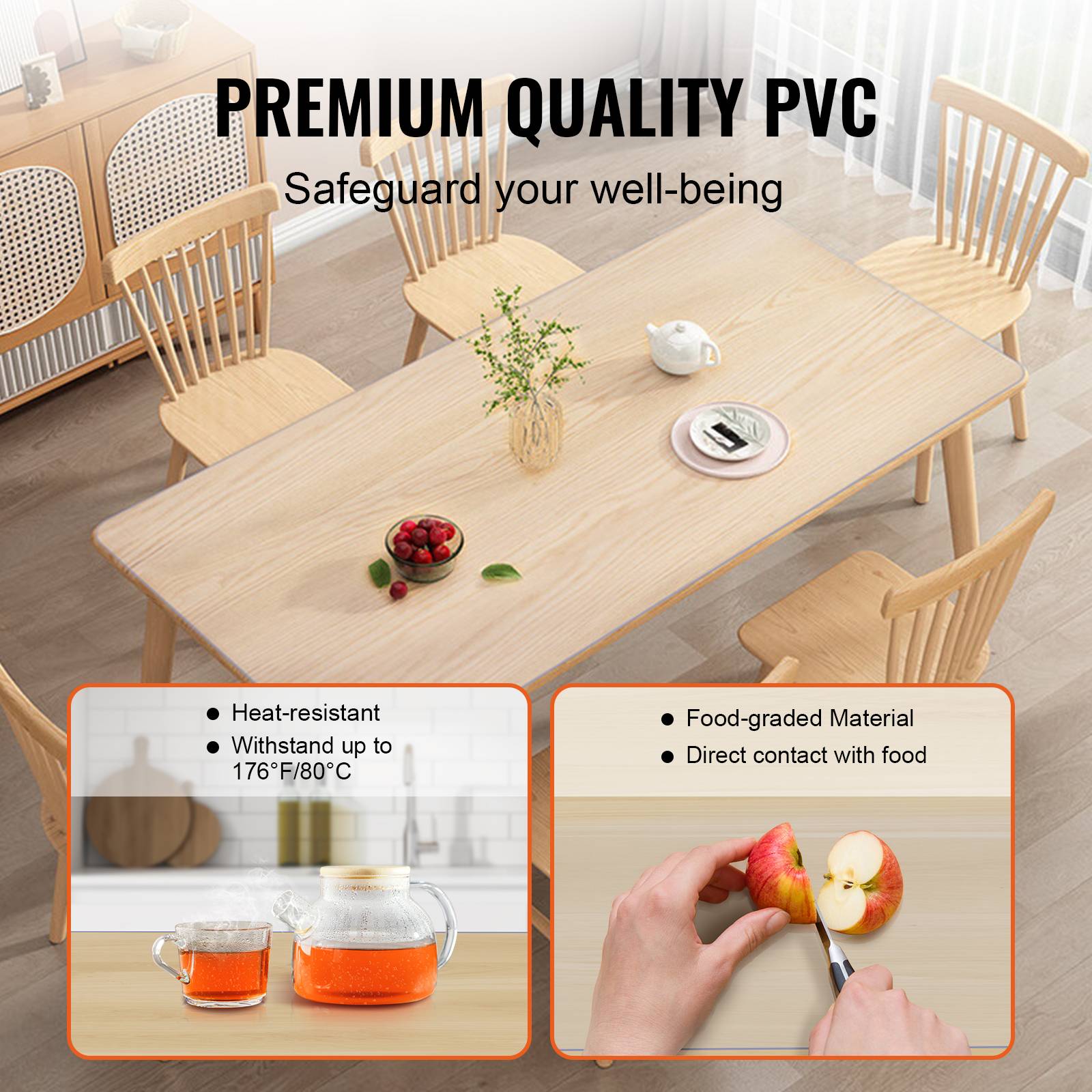 Vevor - VEVOR Nappe Rectangle Transparente Protection de Table en PVC 92,5x45,7x1,5 mm - Image 3