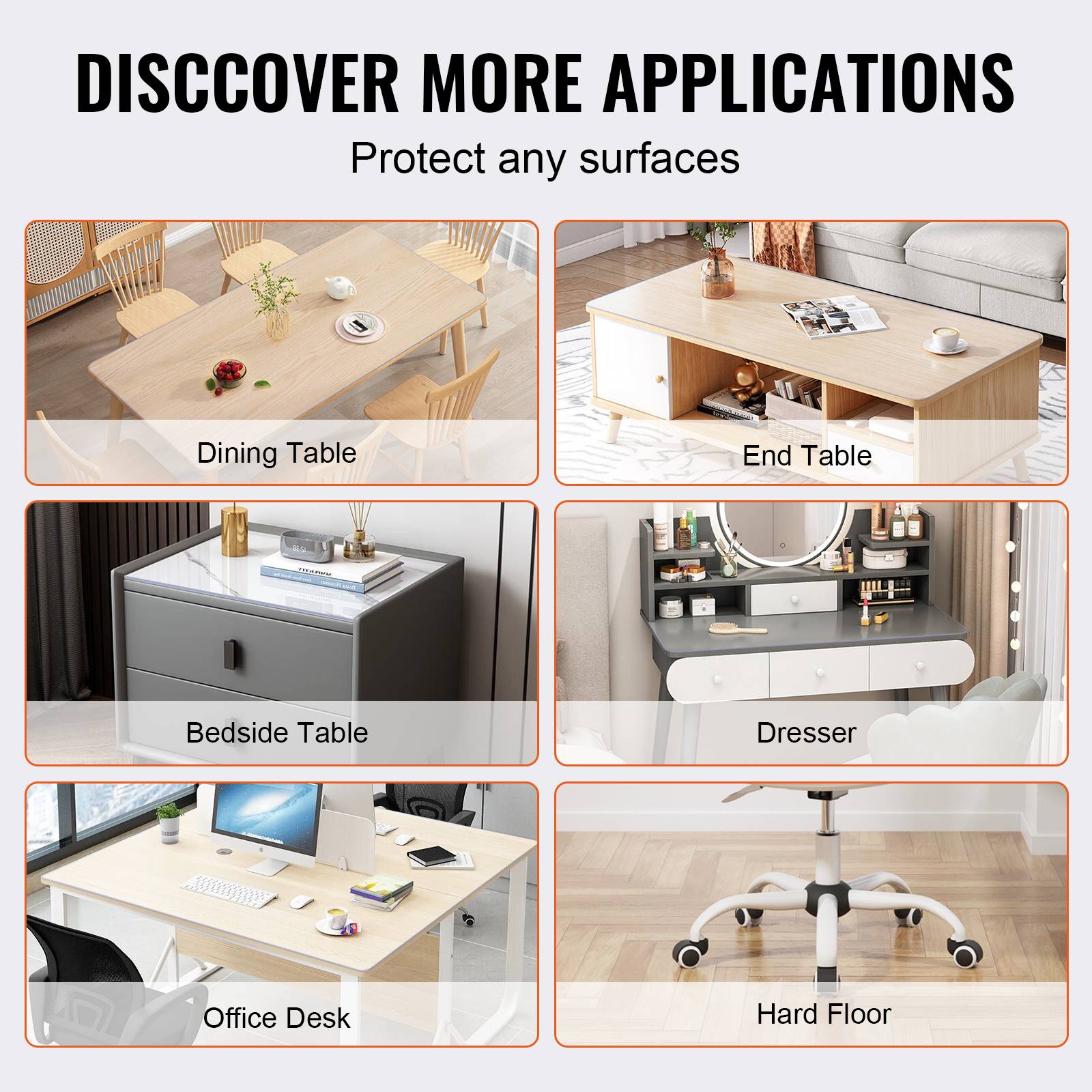 Vevor - VEVOR Nappe Rectangle Transparente Protection de Table en PVC 92,5x45,7x1,5 mm - Image 6